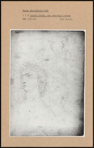 Roman Sketchbook 1746; Female Heads, One Wearing A Crown