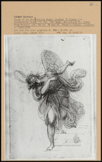 Study Of An Annunciating Angel (Signed 'r Cosway'); A Perparatory Study ) For 'the Angel Delivering St Peter From Prison, Exh Ra No 38 Now St Peter Church, Tiverton