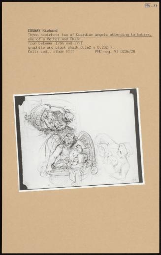 Three Sketches: Two Of Guardian Angels Attending To Babies, One Of A Mother And Child