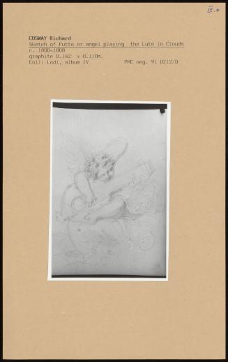 Sketch Of Putto Or Anger Playing The Lute In Clouds