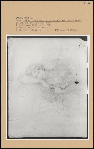 Woman Reclining Her Head On Her Right Arm, Which Rests In The End Of A Chaise-Lounge