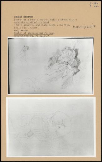 Sketch Of A Baby Sleeping, Fully Clothed With A Separate Study Of Its Hand