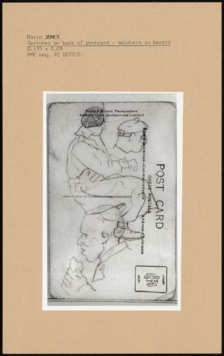 Sketches On Back Of Postcard - Solders In Berets