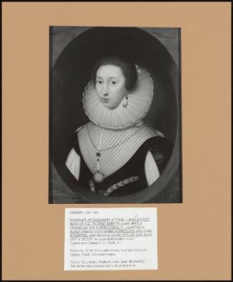 Portrait Of Margaret Lytton, Lady Hewytt, Wife Of Sir Thomas Hewytt (Who Was A Friend Of The Verney Family); Wearing A Black Dress With Embroidered Red And Pink Rosettes, And With A White Collar And Ruff