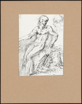 Study Of A Nude Man Seated On A Bank