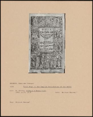 Title Page To The English Translation Of The Bible