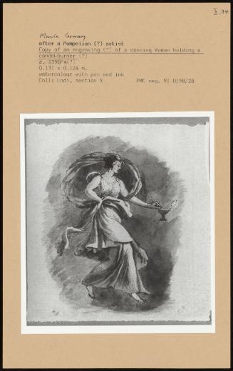 Copy Of An Engraving Of A Dancing Woman Holding A Candel-Burner