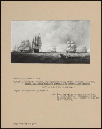 H.M.Ships Charlotte, Superb, Impregnable, Mindon, Albion, Granicus, Leander, Hebrus, And Other Frigates Commanded By Admiral Lord Exmouth.