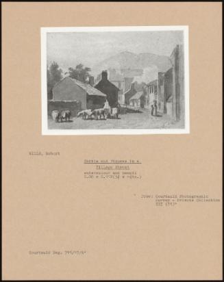 Cattle And Figures In A Village Street