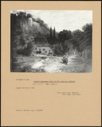 A Rural Landscape With Two Children By A Stream