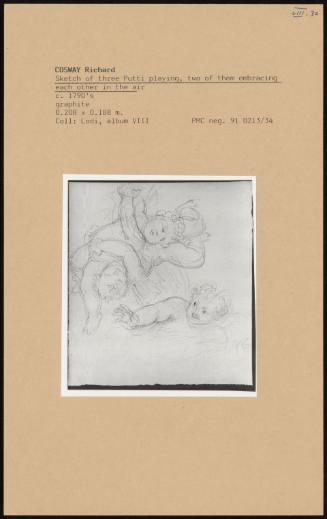 Sketch Of Three Putti Playing, Two Of Them Embracing Each Other In The Air
