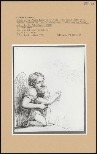 Study Of An Angel Holding A Child, Who Prays With Eyes Closed (Etched By Maria Cosway For 'imitation In Chalk' Publ By R Ackermann, 1800)