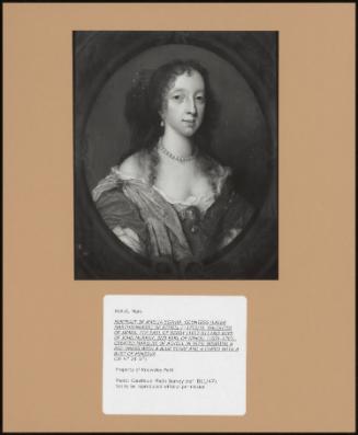 Portrait Of Amelia Sophia, Countess (Later Marchionness) Of Atholl (+1702/3), Daughter Of James, 7th Earl Of Derby (1607 - 51) And Wife Of John Murray, 2nd Earl Of Atholl (1631 - 1703), Created Marquis Of Atholl In 1676; Wearing A Red Dress With A Blue Scarf And A Cameo With A Bust Of Minerva