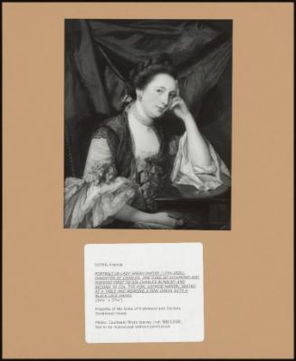 Portrait Of Lady Sarah Napier (1744-1826), Daughter Of Charles, 2nd Duke Of Richmond And Married First To Sir Charles Bunbury And Second To Col. The Hon. George Napier Seated At A Table And Wearing A Pink Dress With A Black Lace Shawl