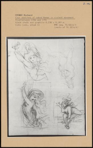 Four Sketches Of Naked Woman In Violent Movement