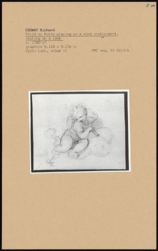 Child Or Putto Playing On A Wind Intrument, Resting On A Lamb