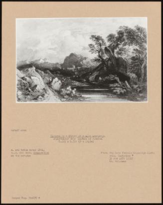 Figures By A Stream In A Wild Landscape