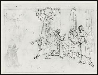 King Lear–Sketches of Lear imagining his unfaithful Daughters' Trial
