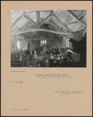 A Church Interior During A Sermon
