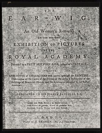 The Earwig; or An Old Woman's Remarks on the Present Exhibition of Pictures of the Royal Academy