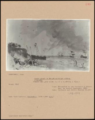 Coast Scene At Brighton: Ships Riding A Squall