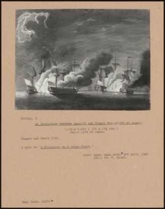 An Engagement Between English And French Men-Of-War At Night.