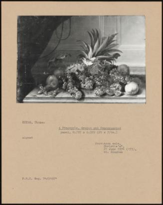 A Pineapple, Grapes And Pomegranates