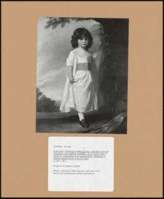 Portrait of Philip James Cocks, Second Son of Charles, 1st Baron Somers, as a Child; Full Length, Standing in a Landscape, Wearing a White Dress with a Blue Sash