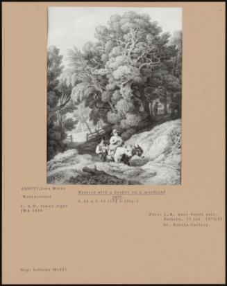 Rustics With A Donkey On A Woodland Path