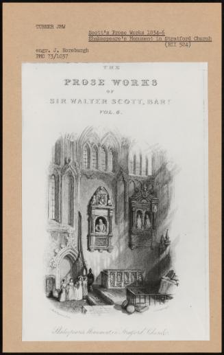 Scott's Prose Works 1834-6 Shakespeare's Monument In Stratford Church (Rii 524)