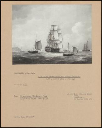 A British Man-Of-War And Other Shipping