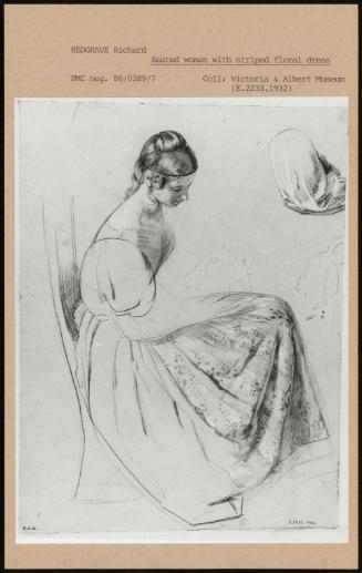 Seated Woman With Striped Floral Dress