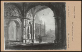 Two Figures Viewing A Church