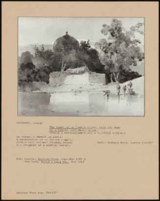 The Banks Of An Indian River, With The Dome Of A Temple Seen Above Trees.