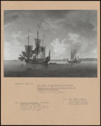 Man O'war In An Estuary With Other Shipping (A Ship With Two Cutters Becalmed Off The Land)