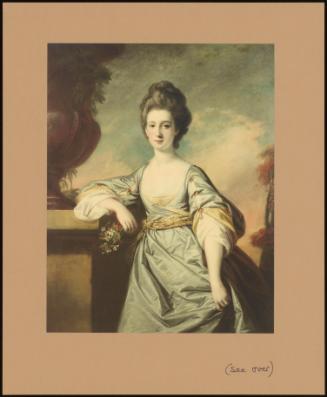 Portrait Of Lady Elizabeth Lee, In A Blue Satin Dress With A Yellow Sash, Holding A Posy Of Flowers