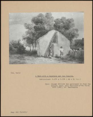 A Farm With A Haystack And Two Figures.