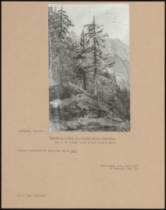 Figures On A Path In A Wooded Alpine Landscape