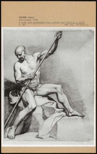 A Nude And Baldheaded Man, Seated And Holding A Staff