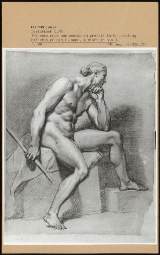 The Same Nude Man Seated In Profile To R, Resting His Chin On His L Hand, A Staff In His R