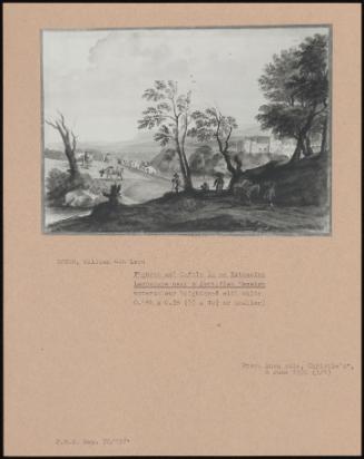 Figures And Cattle In An Extensive Landscape Near A Fortified Mansion