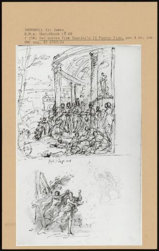 B M M Sketchbook Lb 68; Two Scenes From Guarini's Ii Pastor Fido