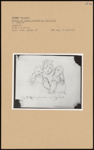 Sketch Of Cupid Crowned By Two Putti