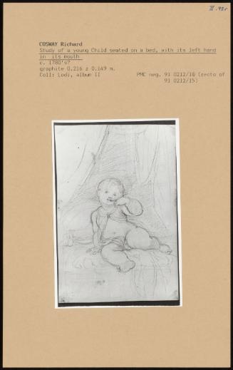 Study Of A Young Child Seated On A Bed, With Its Left Hand In Its Mouth