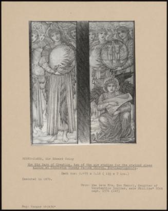 The Six Days Of Creation, Two Of The Sic Studies For The Stained Glass Window At Middleton Cheney Parish Church, Northamptonshire.