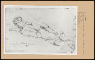 Soldier Lying - (Salisbury Plain - At Musketry Course - Autumn 1915