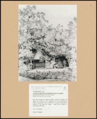 A Labourer Approaching A Thatched Pavilion In A Garden