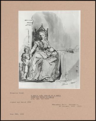 A Noble Lady Seated At A Table With Her Three Childreen
