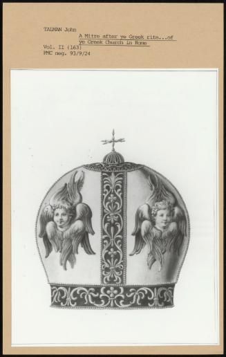 A Mitre After Ye Greek Rite Of Ye Greek Church In Rome