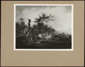 Rustics With Cattle By A Wooded Stream (Pair With Neg.1665)